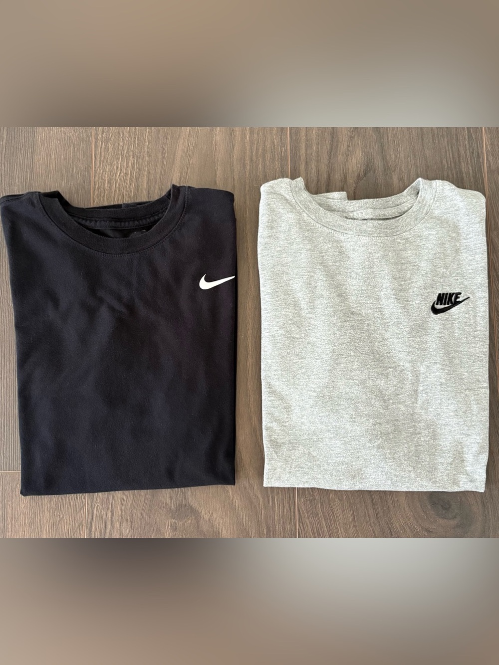 The Nike Tee Bundle - Black short & Heather Gray Long Sleeve Tees - both medium